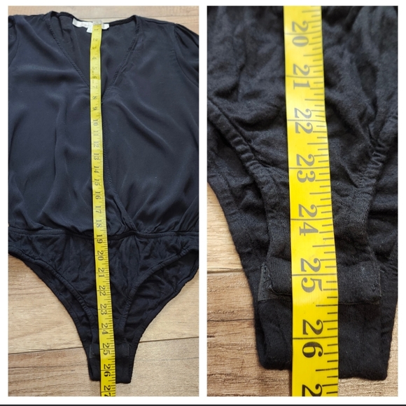 Lovers + Friends Women's Vision Long Sleeve Faux Wrap Bodysuit Black flowy S - Picture 13 of 16